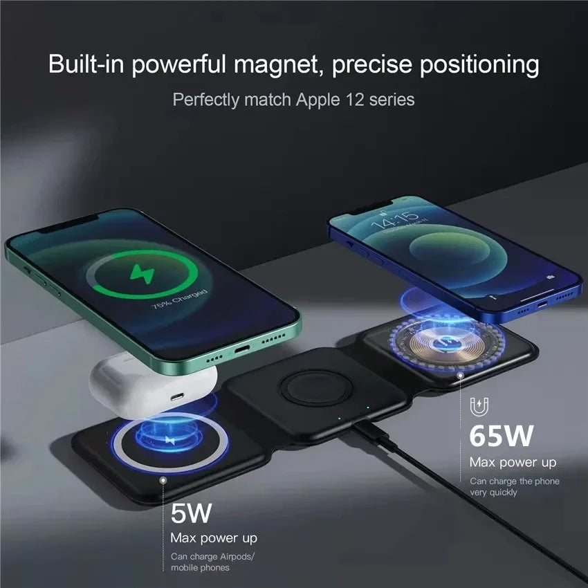 3 in 1 Foldable Wireless Charger – Magsafe Fast Wireless Charging Pad