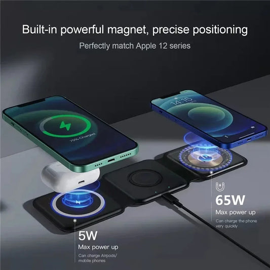 3 in 1 Foldable Wireless Charger – Magsafe Fast Wireless Charging Pad
