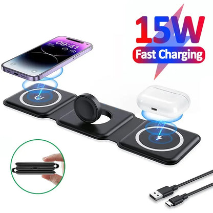 3 in 1 Foldable Wireless Charger – Magsafe Fast Wireless Charging Pad