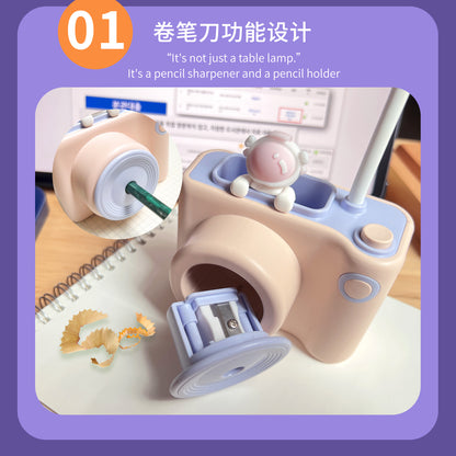 3in1 Cute Camera Shape Table Desk Flexible LED Lamp with Pen Pencil Holder & Pencil Sharpener